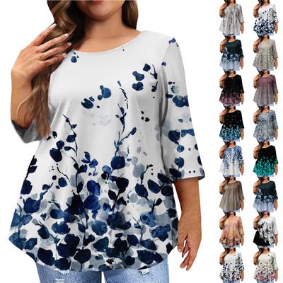 Women's Fashion Casual Round  Neck 3/4 Sleeve Oversized Top