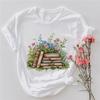Books Flower Harajuku Style Fun Printed Patterns Summer Casual Top Women's Short Sleeve Round Neck Regular Cartoon T-Shirt