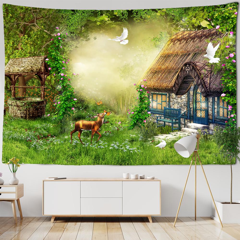 Fairy Tale For est Tapestry Wall Hanging Fantasy Magic Trees House In Dreamland Tapestry For Kids Room Decor Party Backdrop Cloth