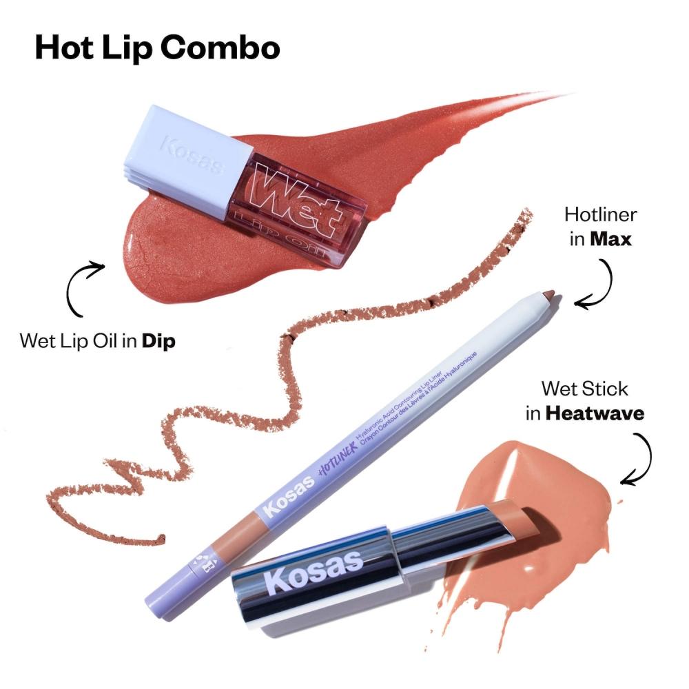 Kosas Wet Lip Oil Aufpolsternde Peptid-Lippenbehandlung Glanz .15 Unzen 4,6 ml Dip Neutral Perlmutt-Nude