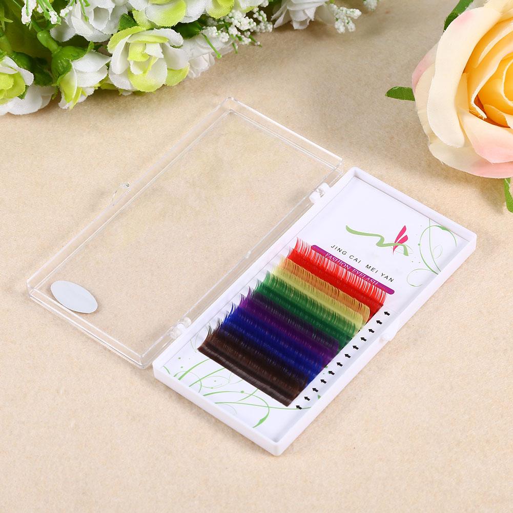 

12RowsSet 6Colors Individual Natural False Eyelash Grafting Female Makeup Accessories (D 12mm) C curvature