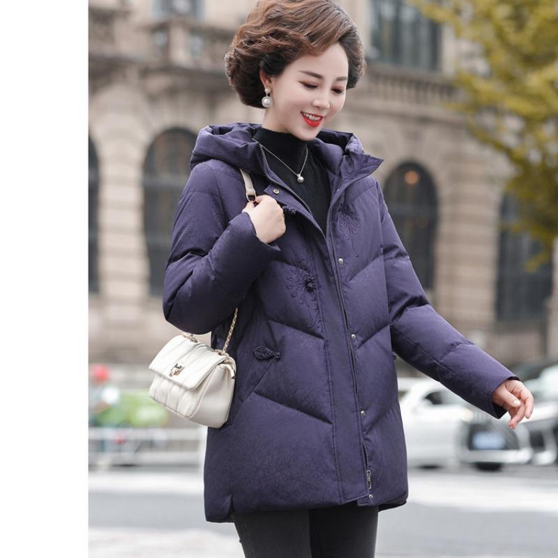 

Зимнее утолщенное пальто для средней матери, новое, средней длины, большого размера, для пожилых женщин, утолщенная стеганая куртка 4XL фиолетовый