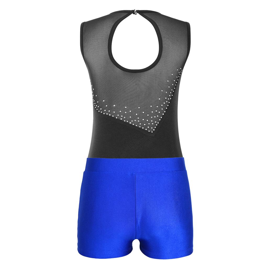 Children's Girls Sleeveless Leotard Dance Gymnastics Training Dancewear with Shorts
