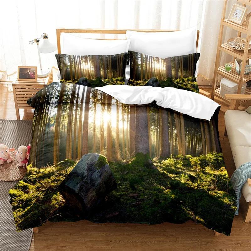 Natural Scenery Duvet Cover Set Forest Bedding Set Quilt Cover Queen Bed Luxury Comforter Bed Cover Set