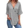 2025 Summer Women's Solid Color Cotton Linen Button-Up Top - European American Style