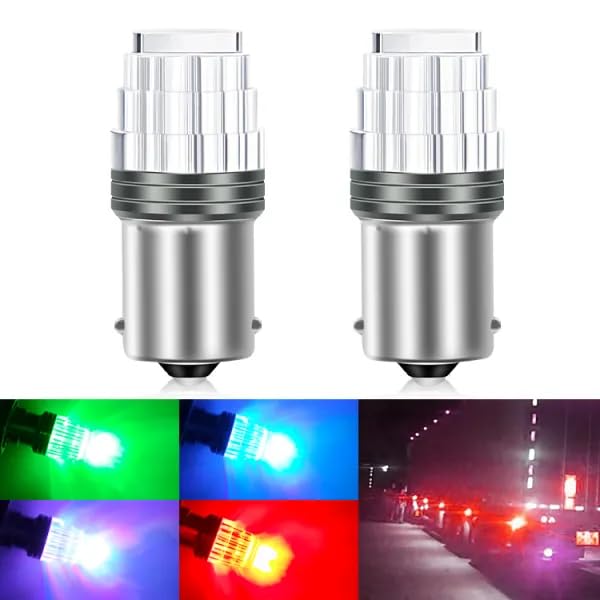 

2pcs Super Bright RGB 7-Color Glow 24V S25 LED Marker Strobe Light Strobe 180°
