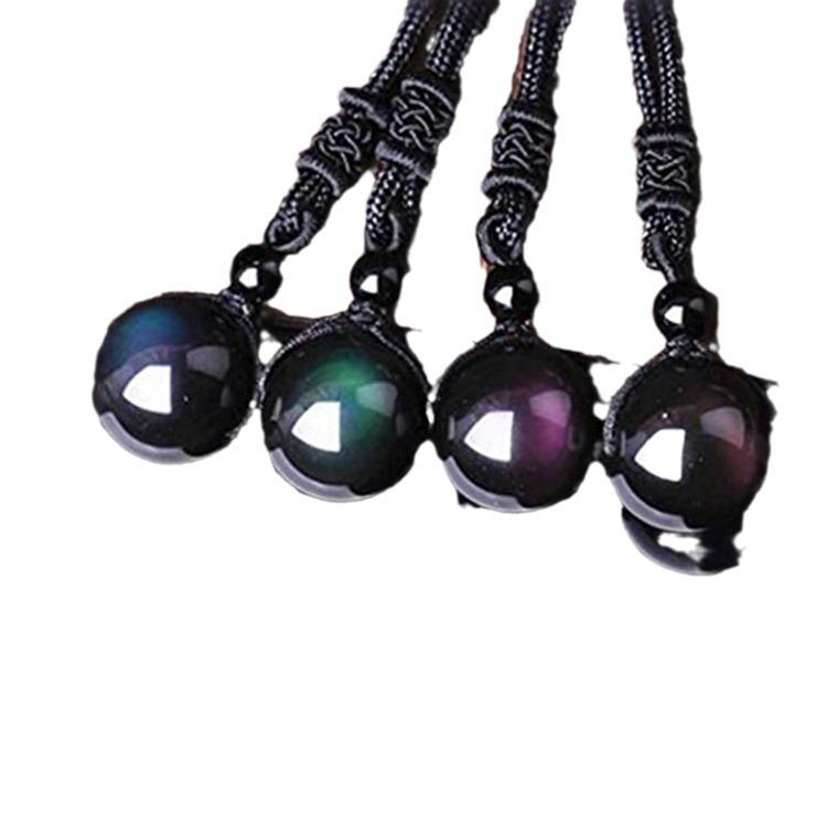 16mm Natural Obsidian & Tiger Eye Cross Necklace with Amethyst Pendant - Holiday Gift for Couples
