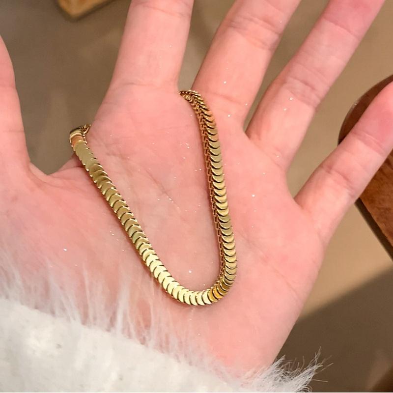 Stainless Steel Gold Plated Geometric Round Stacked Bracelet For Women Men Fashion Simple Luxury Waterproof Daily Wear Jewelry