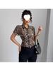 2025 Summer Women's Slim Fit Leopard Print Short-Sleeve Fashion Shirt