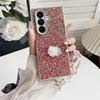 Applicable To Samsung ZFold7 Folding Glitter Mobile Phone Case, Rhinestone Rose ZFold6 Hand Hanging Chain, Japanese and Korean Protective Case