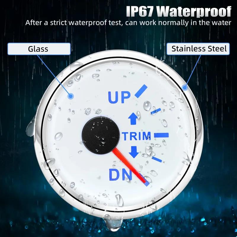 HD 52mm Boat Marine Trim Meter UP-DN Trim Tilt Indicator Meter 2 Inch Trim Gauge 7 Colors Backlight for Inboard Outboard Engine