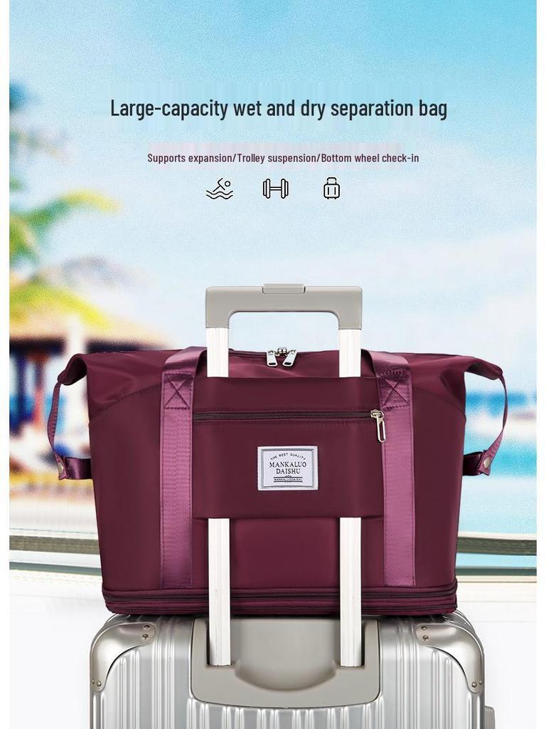 Large Capacity Multifunctional Trolley Handbag: Portable Travel, Business Trip & Maternity Storage Solution with Removable Wheels