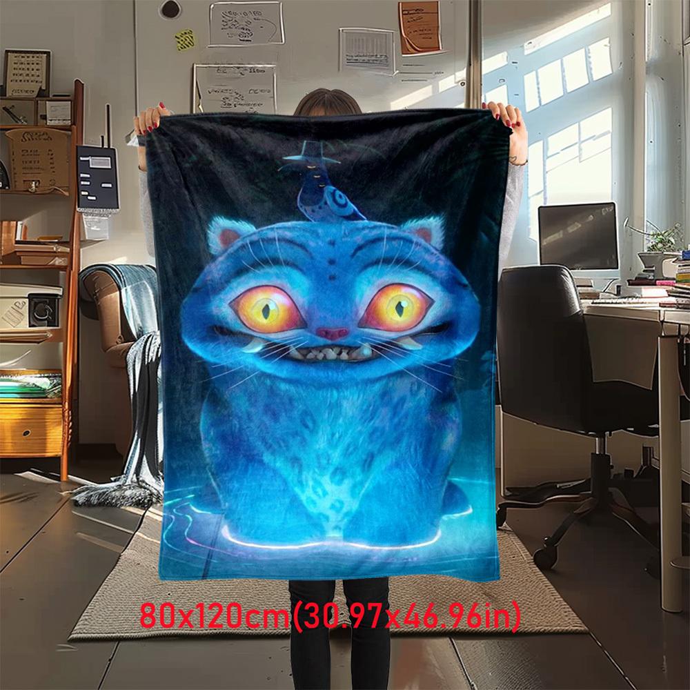 1Pc HUNTR/X Derpy Cats Print Flannel Blanket, High quality Digital Printing, Comfortable for All Seasons, Home DecorGifts821056