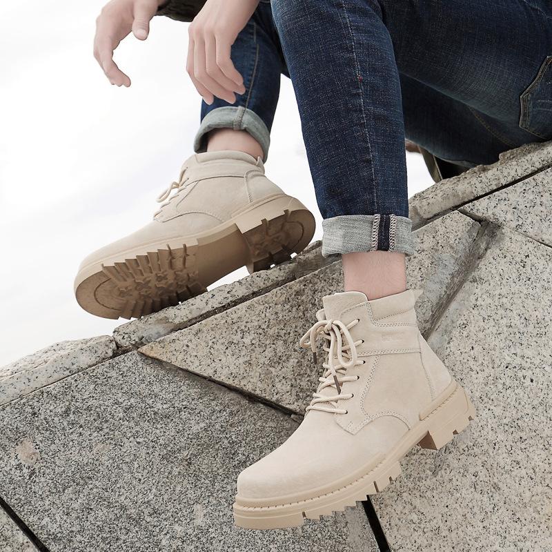 Men's Casual 6CM Height-Increasing High-Top Martin Boots for Autumn and Winter
