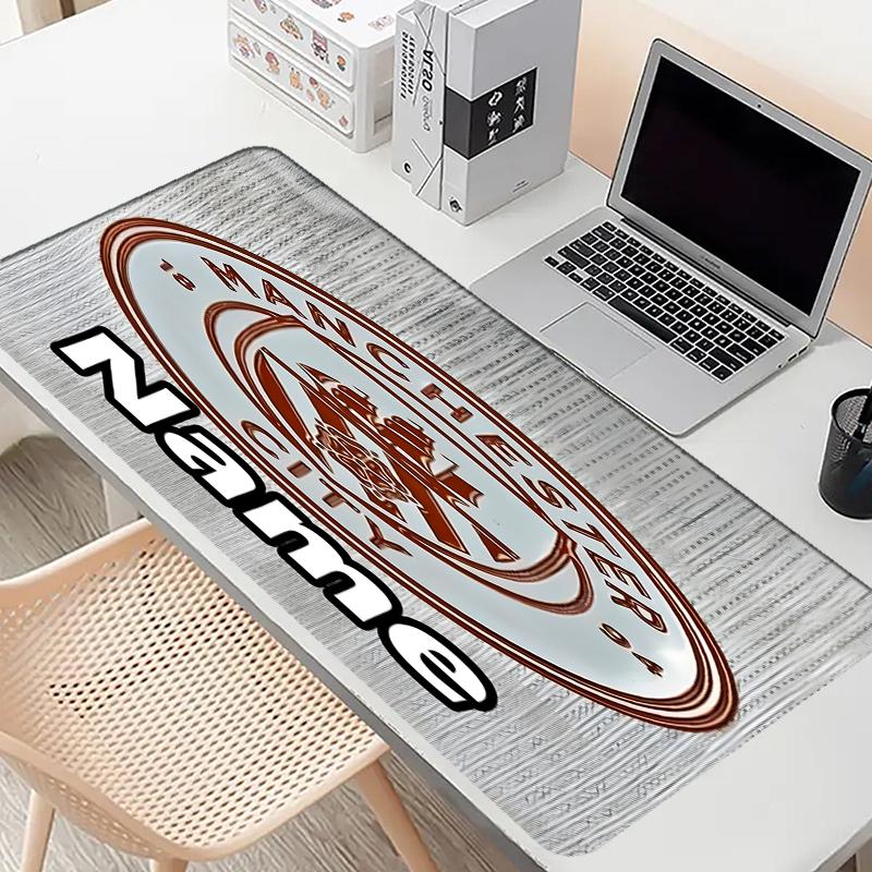 Custom Name Personalized Manchester City FC Pattern Mousepad, Laptop PC Desk Mat, Decorative Desk Mat for Home Keyboard Pad Gift