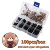 200pcs/box Black Cute Doll Eyes Set with Washers Eyes Noses For Doll Making Stuffed Animals Felt Needle Accessories