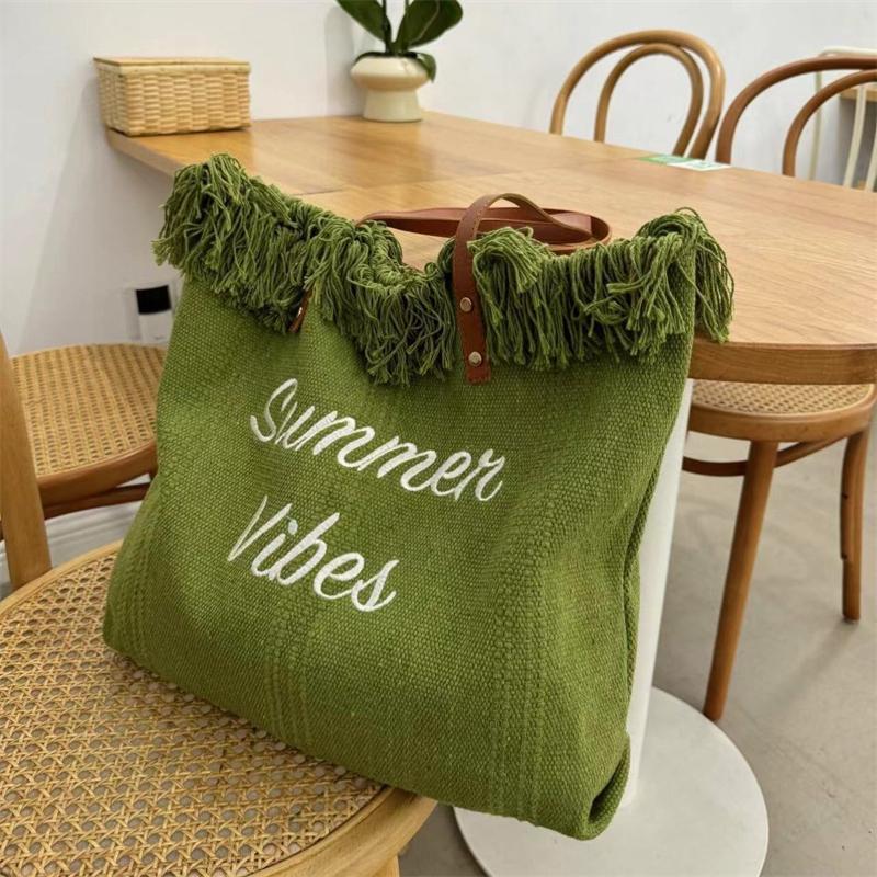 Yogodlns Canvas Women Handbags Large Tote Beach Shopping Bags Underarm Shoulder Bag For Female Casual Top-Handle Bags