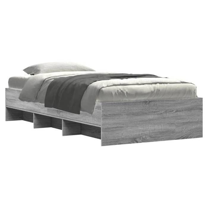VidaXL Bed Frames Sonoma Grey 100x200 Cm Engineered Wood, Bedroom Furniture, Single Bed, Slatted Base, Bed, Frame 3295672