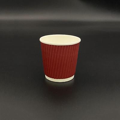 ZISIZ Disposable Chinese Red Corrugated Coffee Tea Cups