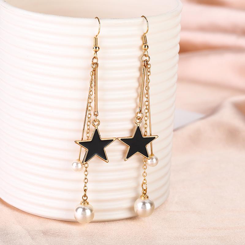 New Fashion Long Drop Earrings for Women Flower Star Moon Heart Butterfly Wings Crystal Pearl Round Geometry Tassel Ear Zircon