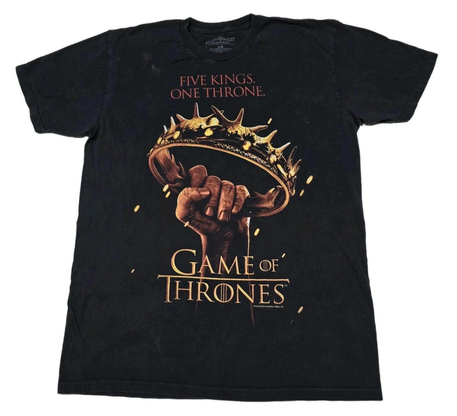 

2012 Game Of Thrones 5 Kings 100% Cotton T-shirt Mens Tees Top Mens Size L Large Black HBO Fist Crown Tee 2XL