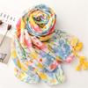 Luxury Viscose Scarf Women Ventilate Designer Shawl Cotton Linen Tassel Pashmina Muslim Hijab Wrap Floral Foulard