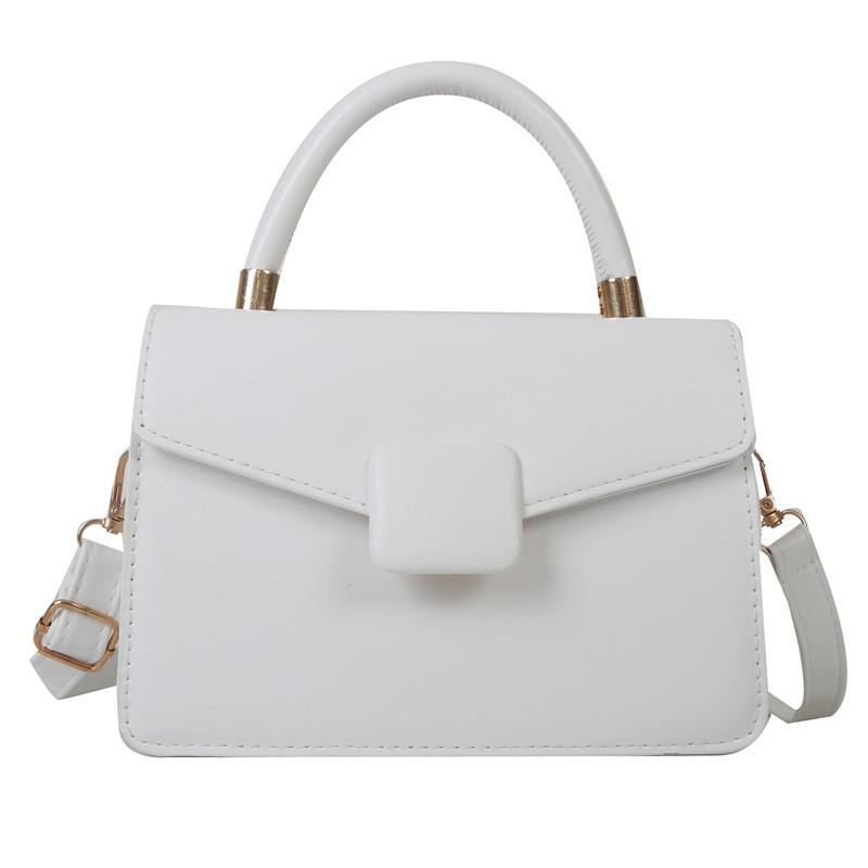 Elegant Pu Leather Small Square Bag Lock Clasp Trendy Handheld Tote For Women 2023