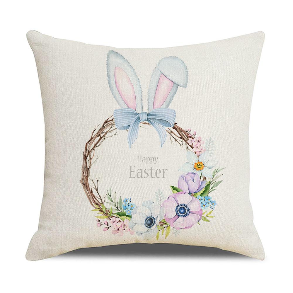Cartoon Easter Pillowcase Linen Household Products Printed Pillowcase Rabbit Series Cushion