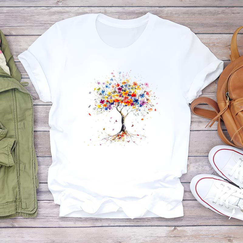 

Футболка с принтом для женщин, модный летний стиль, симпатичная и стильная повседневная одежда с коротким рукавом. 5XL