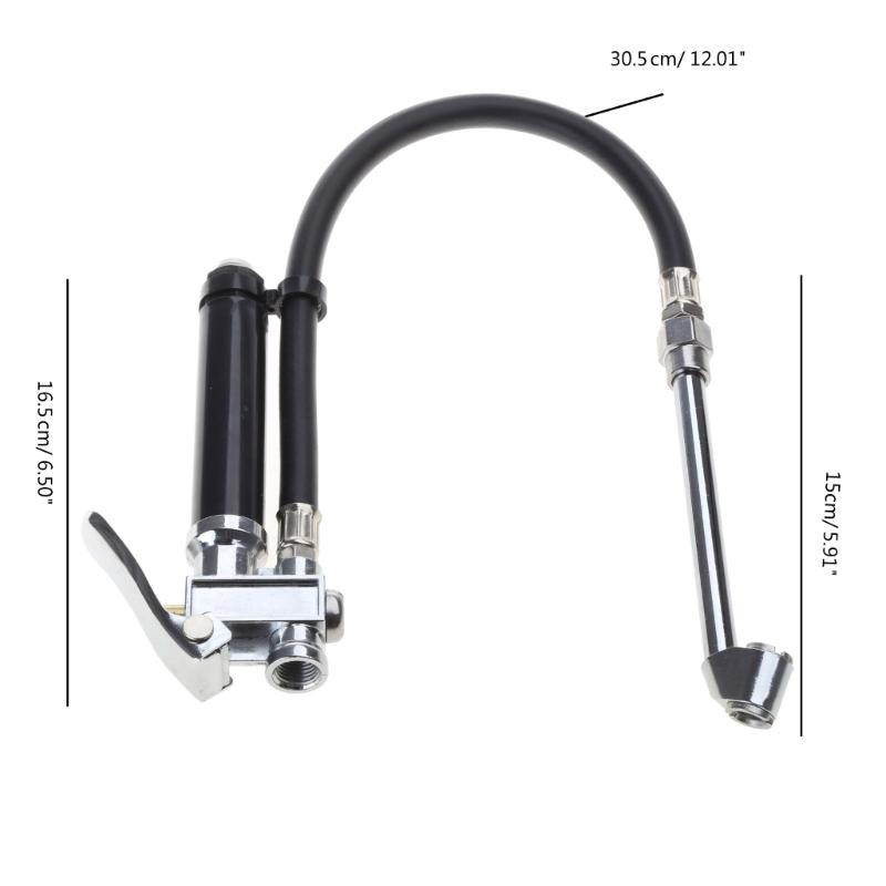 Heavy Duty 10-120 PSI Bayonet Style Inflator Gauge with Hose and 'Straight On' Chuck Wheel Tire Air Compressors