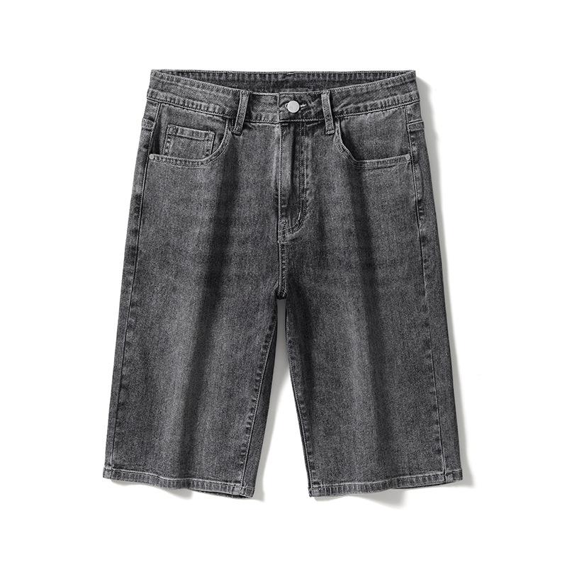 New Summer Men's Denim Cropped Pants Casual Shorts High Waist Stretch Medium Pants