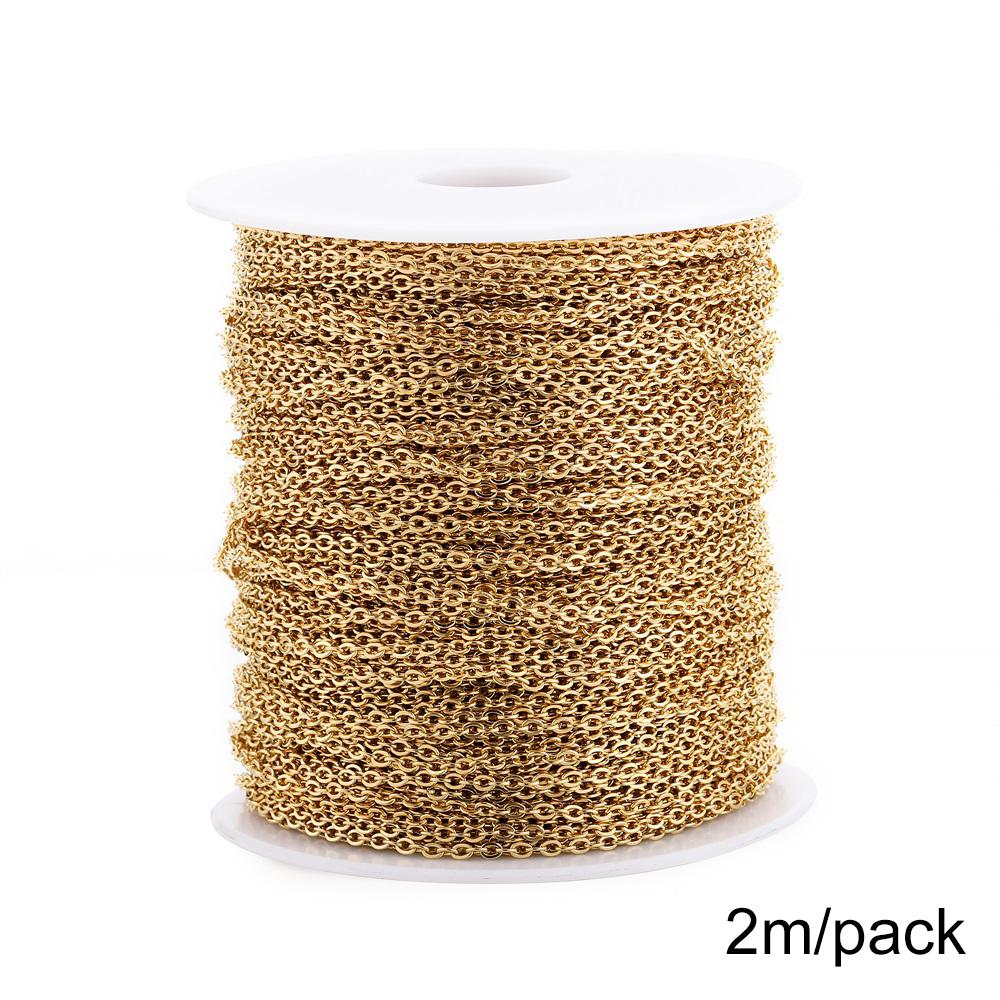 2-5m/Lot 1.2-3.0mm Stainless Steel Necklace Chains Gold Color Bulk Chain for DIY Jewelry Finding Making Accessories Supplies