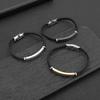 Customized Engraved Name Text Braided Rope Chain Bracelet Stainless Steel Carve Anniversary Date  for Women Men