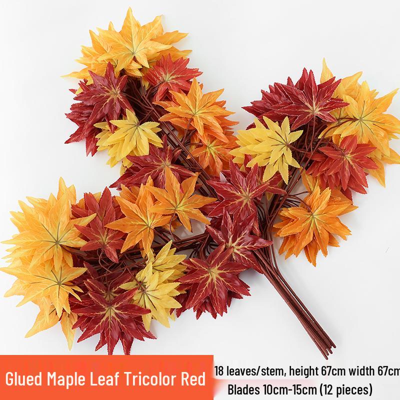 Artificial Red Maple Leaves for Indoor/Outdoor Decor and Landscaping