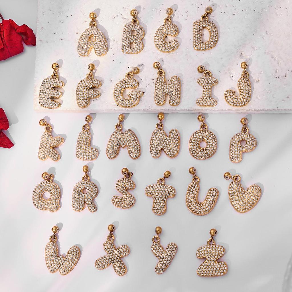 18K Gold-Plated Zircon Alphabet Pendant Necklace – Elegant European & American Style Jewelry