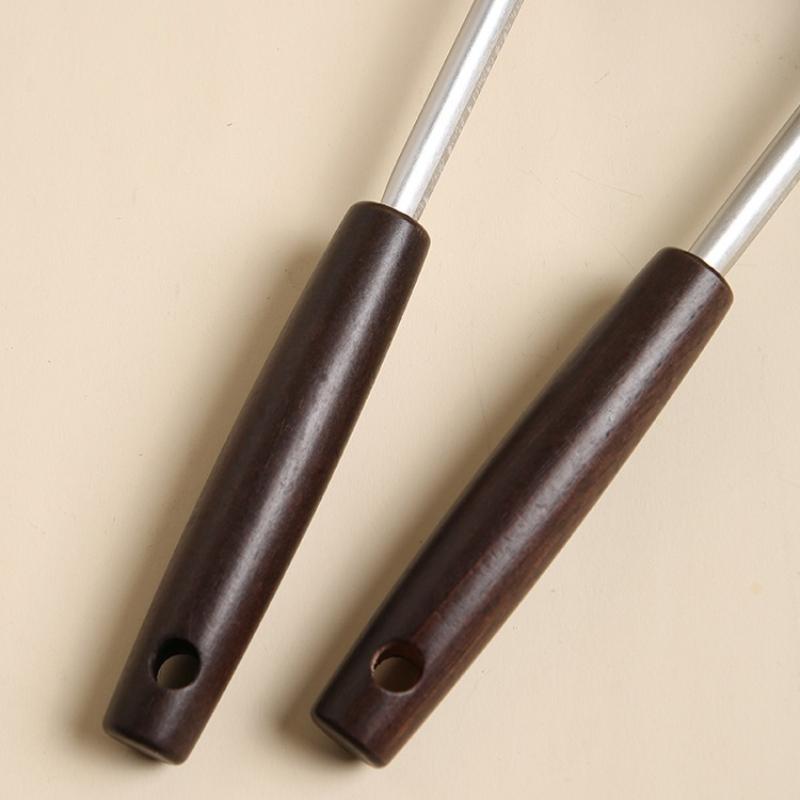 Stainless Steel Wood Handle  Stir-fry Spoon Walnut Mushroom Kitchen Frying Spatula Wok Utensils Cooking Tools Wood Spatula