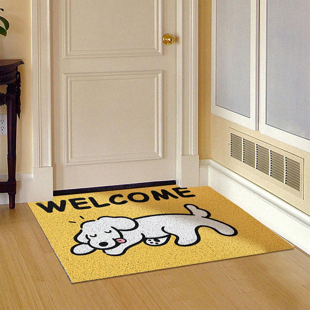Door Mat Cute Cartoon Dog Pattern Anti Slip Mud Scraping Welcome Rug Front Door Rug Home Decoration