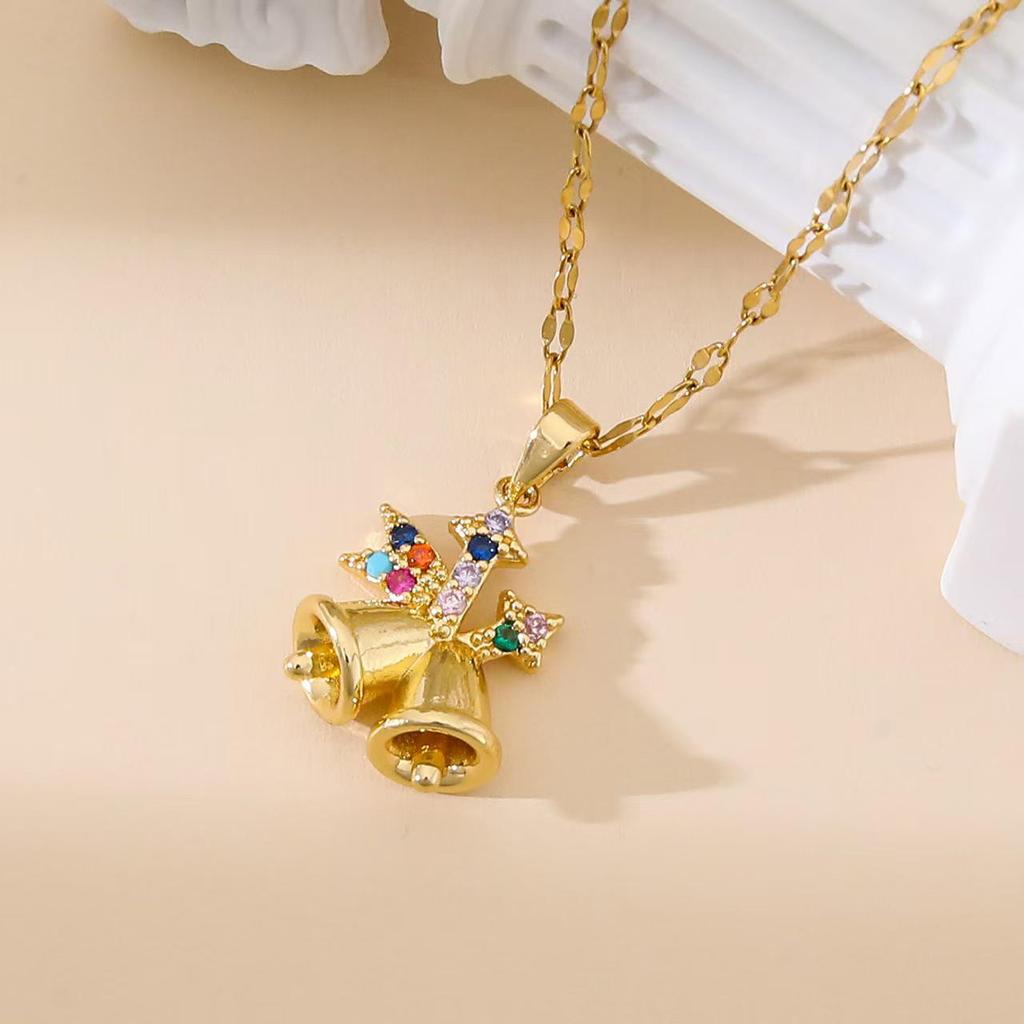 Popular Christmas Series Necklaces: Santa Claus, Peace Tree, Holiday Element Micro-Paved Drip Oil Pendant