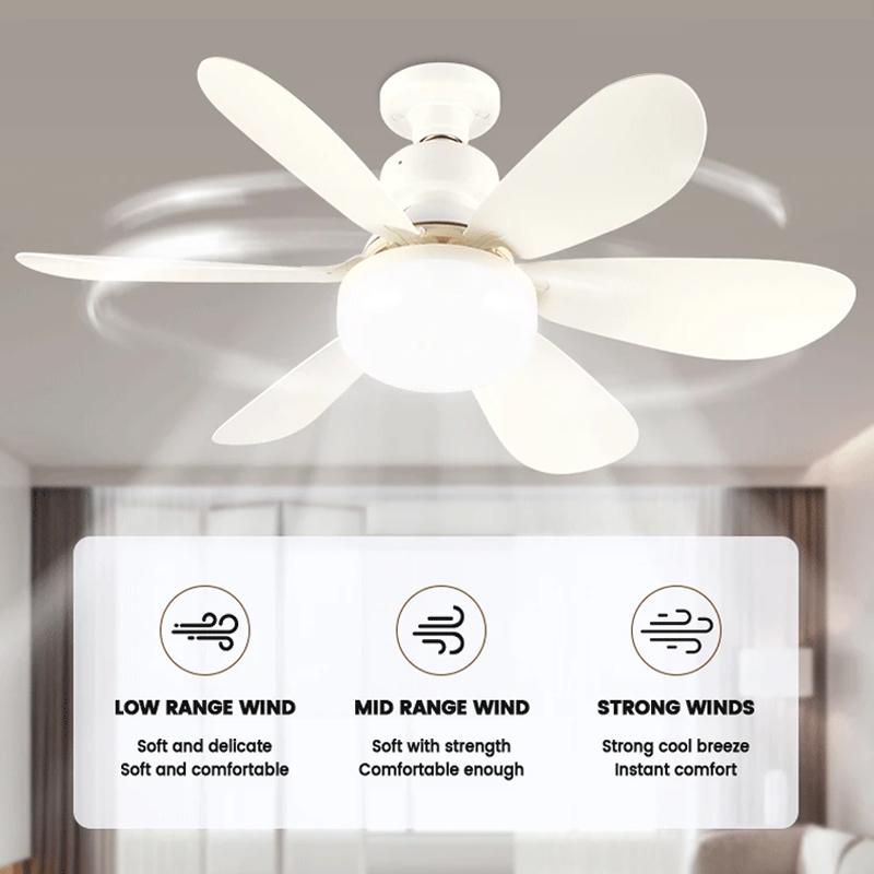 E27 Base LED Ceiling Fan Light Wireless Remote Control Smart Fan Light 42cm 52cm Home-use Ceiling Fan Room Office Study Kitchen