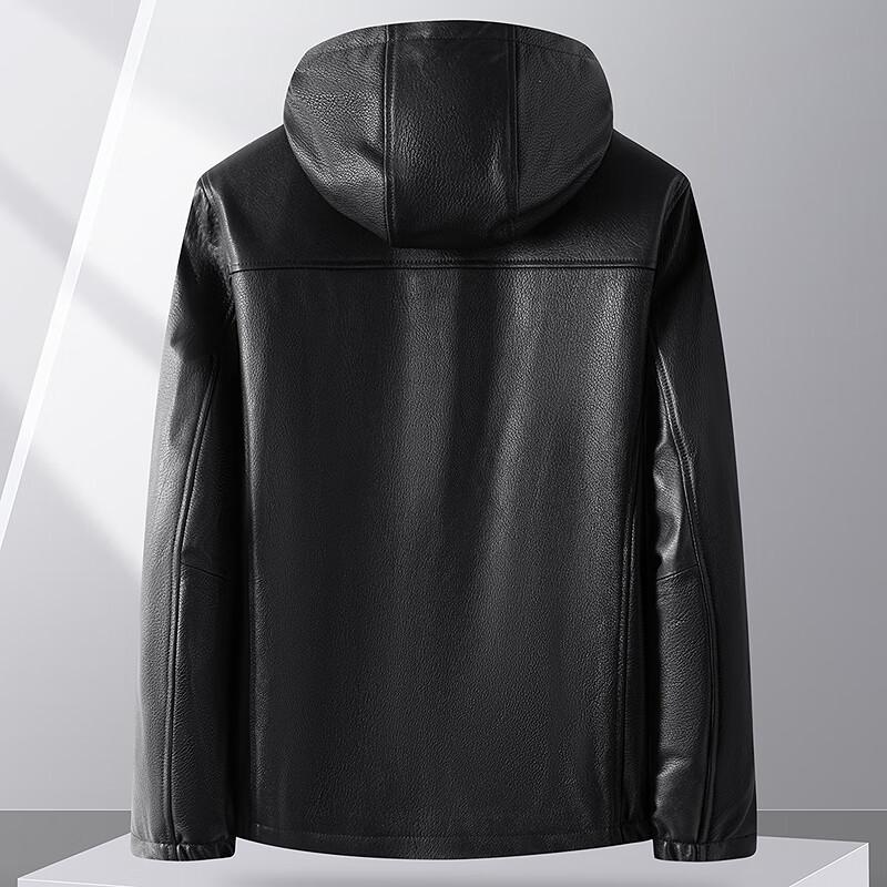 FAPAI Men's Hooded Sheepskin Leather Jacket