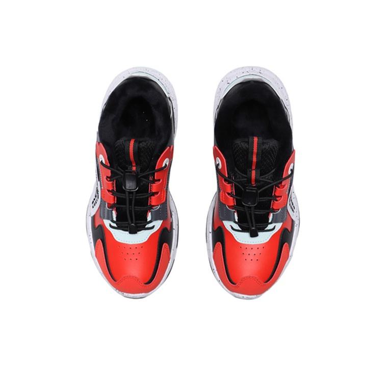 Li Ning Kids Fleece Casual Sports Shoes Kids Sneakers Black Red YKCQ224-21