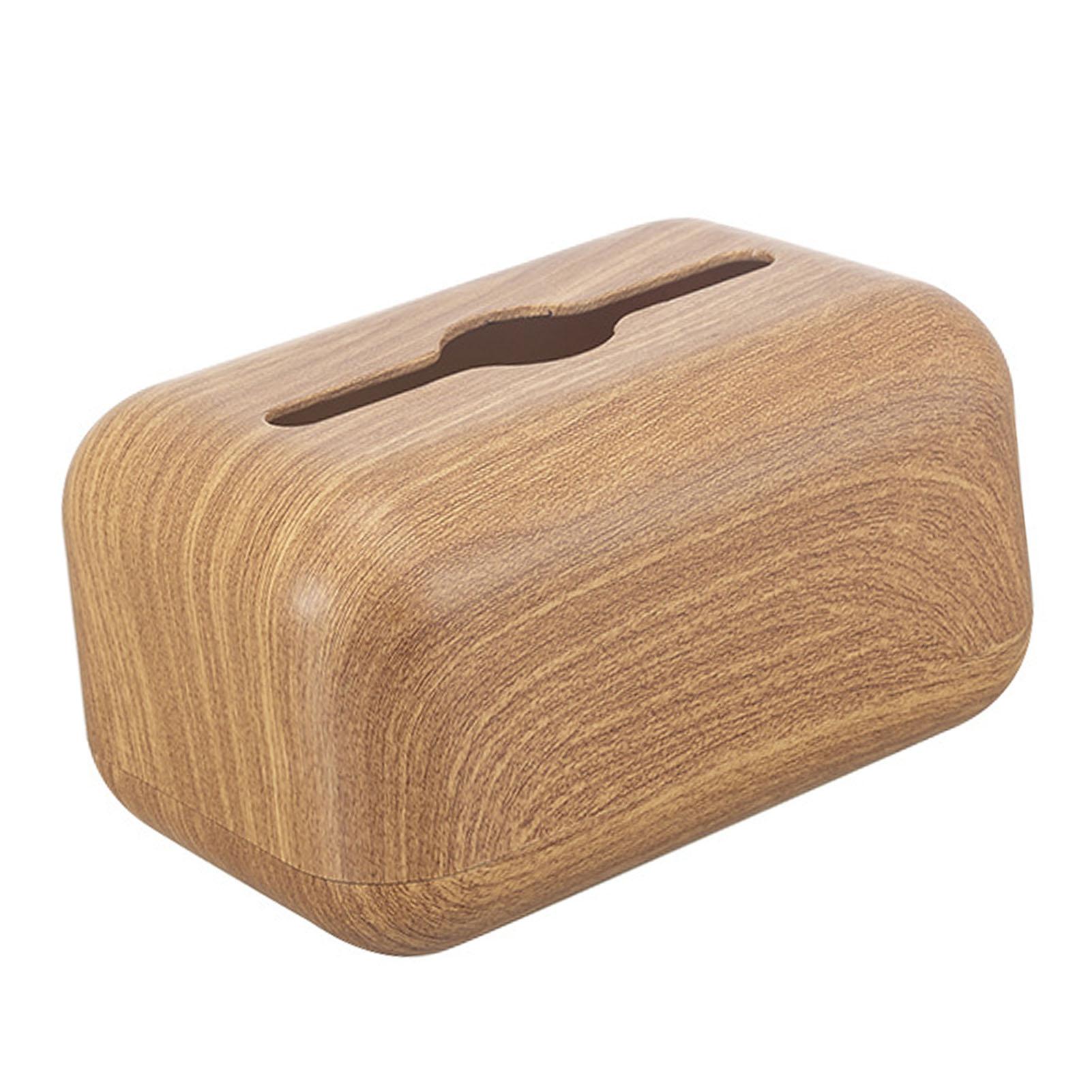 Tissue Box Cover Wood Grain sy Refill Rectangular Stylish Elegant Napkin Box Holder for Desktop Coffee Table