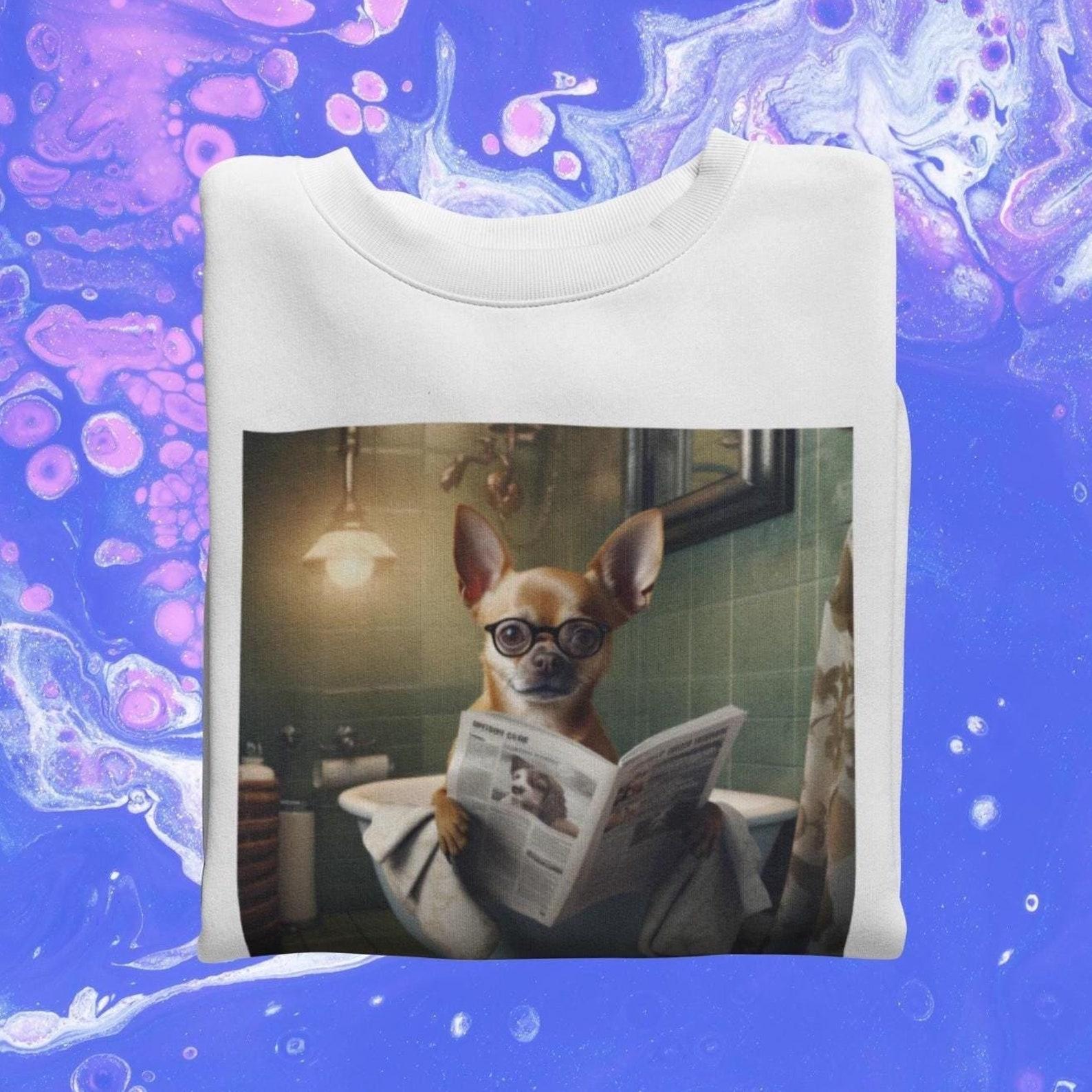 Funny Chihuahua T-shirt: Dog Reading Newspaper Graphic Tee XL
