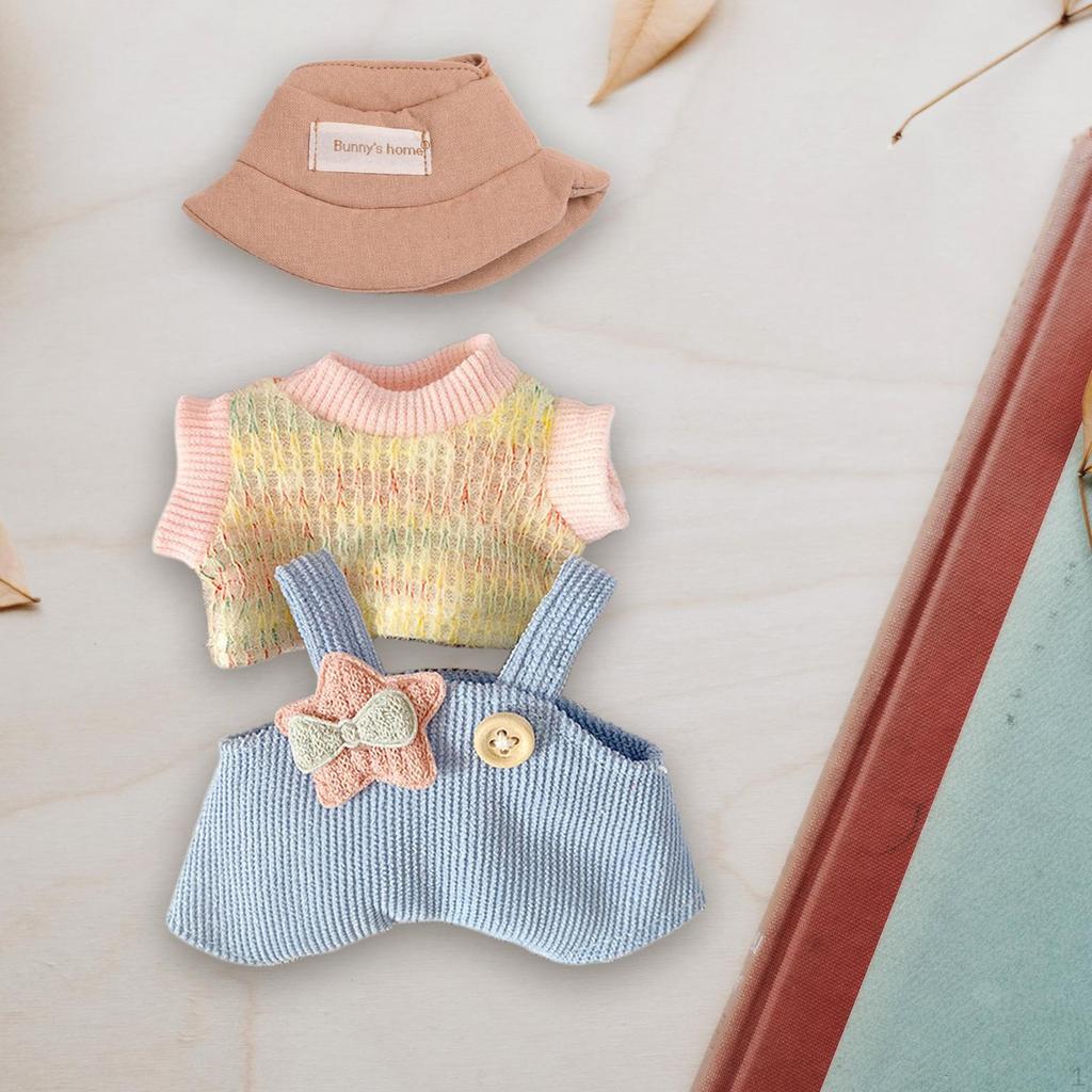 3 Pieces Mini 6 inch Doll Clothes Set Hat for Pendant Age 57 810 Kids Colorful T suit