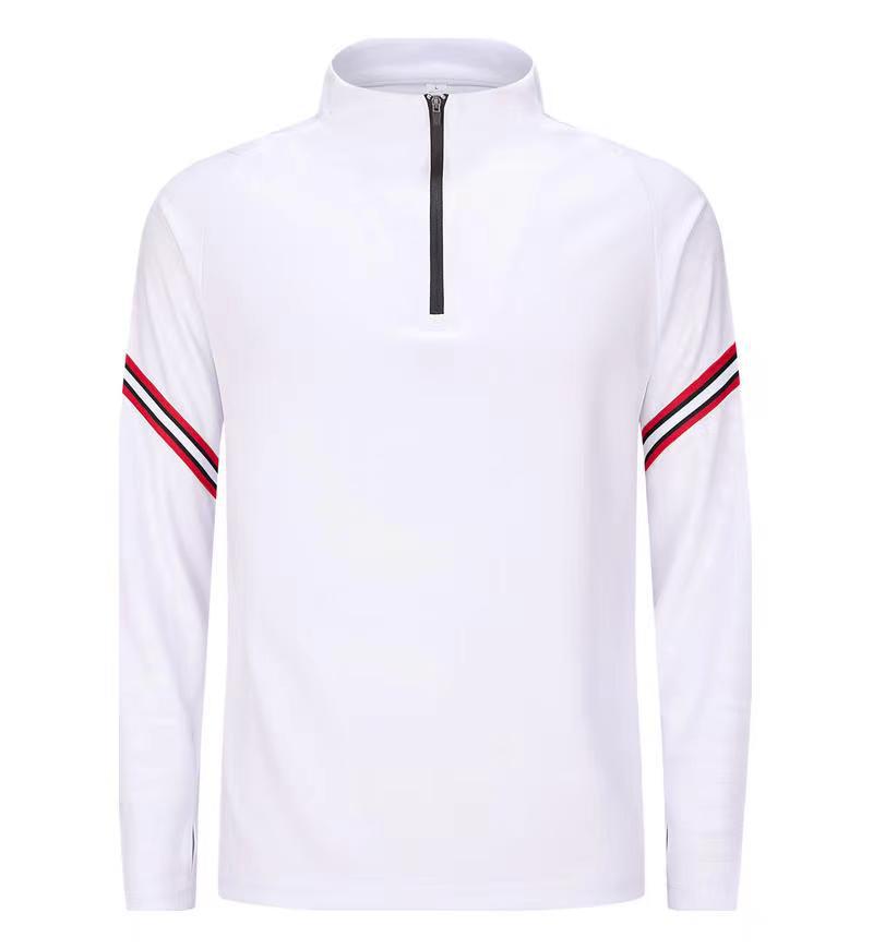 Half-Zip Contrast Stripe Sports Top with Half-Finger Sleeves
