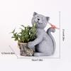 Solar Powered Decorative Animal Planter Creative Cat Artwork Flower Pot with Light Desktop Cat Flowerpot for Cabinet Backyard