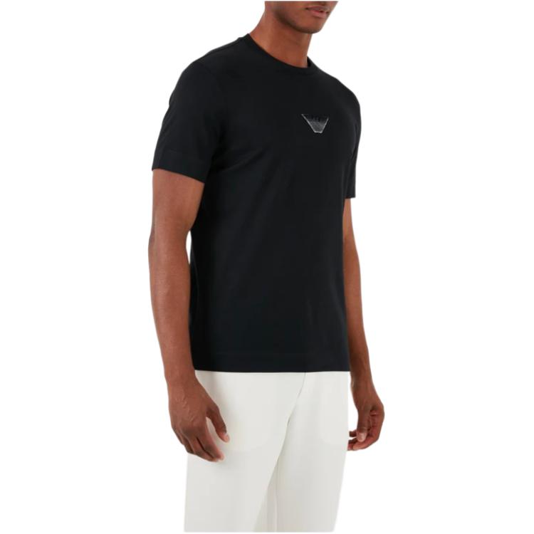 Emporio Armani Solid Color Round Neck Logo Fitted Short Sleeve T-Shirt Men Tops Black 3D1TH0-1JOCZ-0999