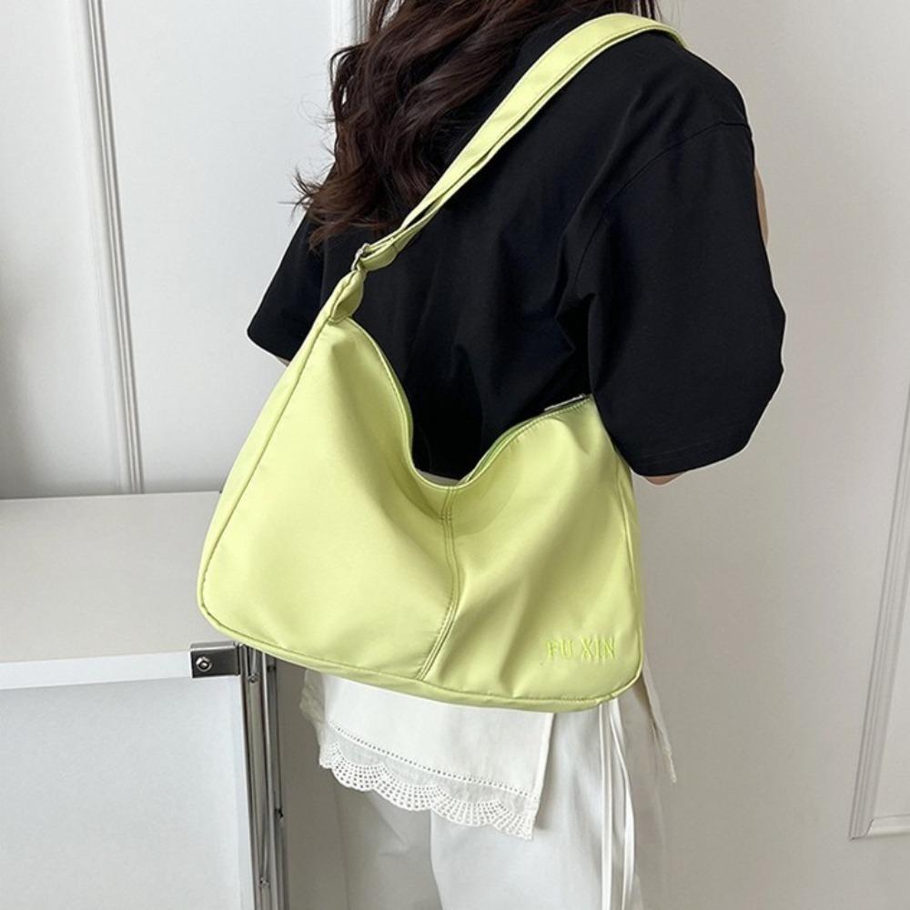 Solid Color Shoulder Bag Lightweight Hobo Bag Simple Canvas Crossbody Bag  Work