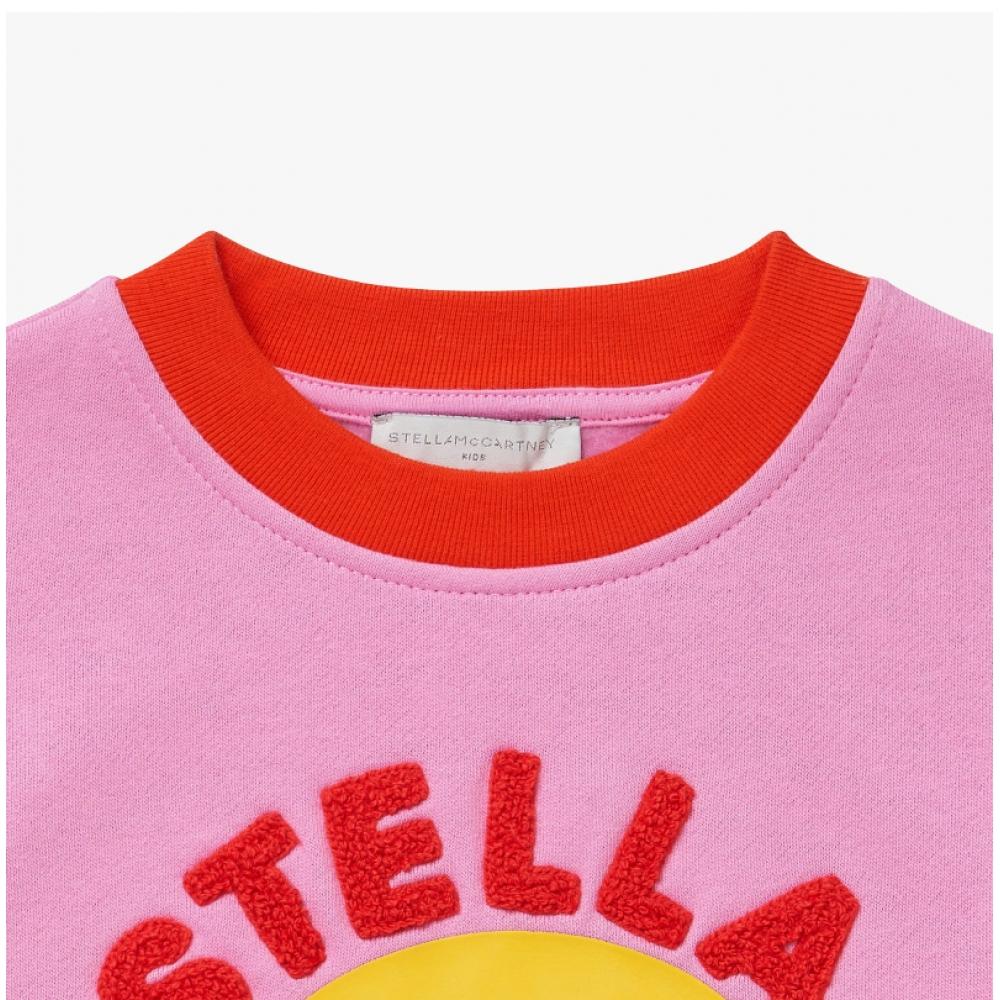 Stella Mccartney Tt4a20 Z0409 546 Round Logo Color Stripe Kids Sweatshirt