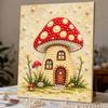 Mushroom House Pearl Art Kit with Frame 3D Sparkling Bead Canvas Relaxing Craft for Cozy Room Wall Decor, Elegant DIY Pearl Painting Home Art
